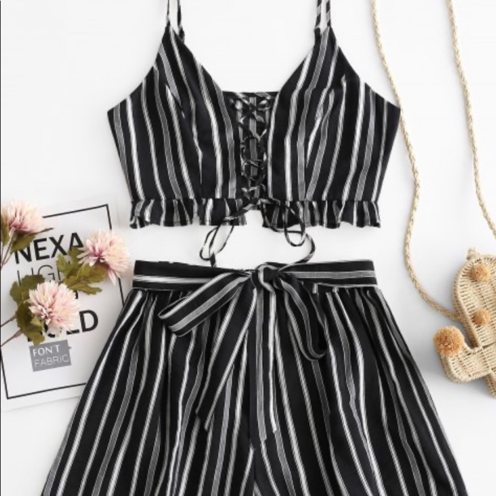 Zaful Lace Up 2 Piece Set